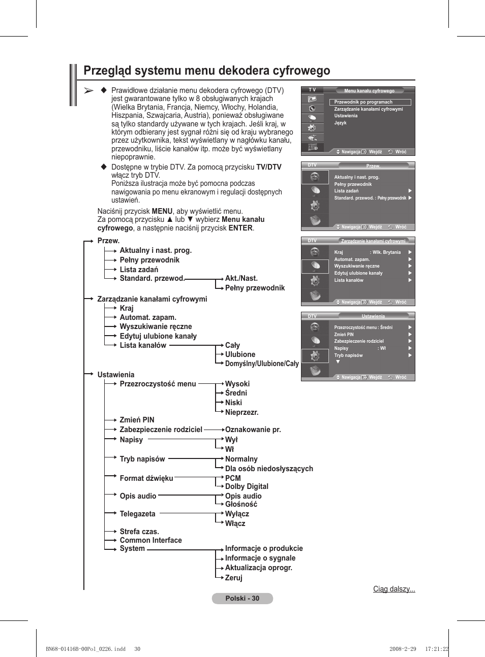 Przegląd systemu menu dekodera cyfrowego | Samsung WMN5090A User Manual | Page 135 / 418