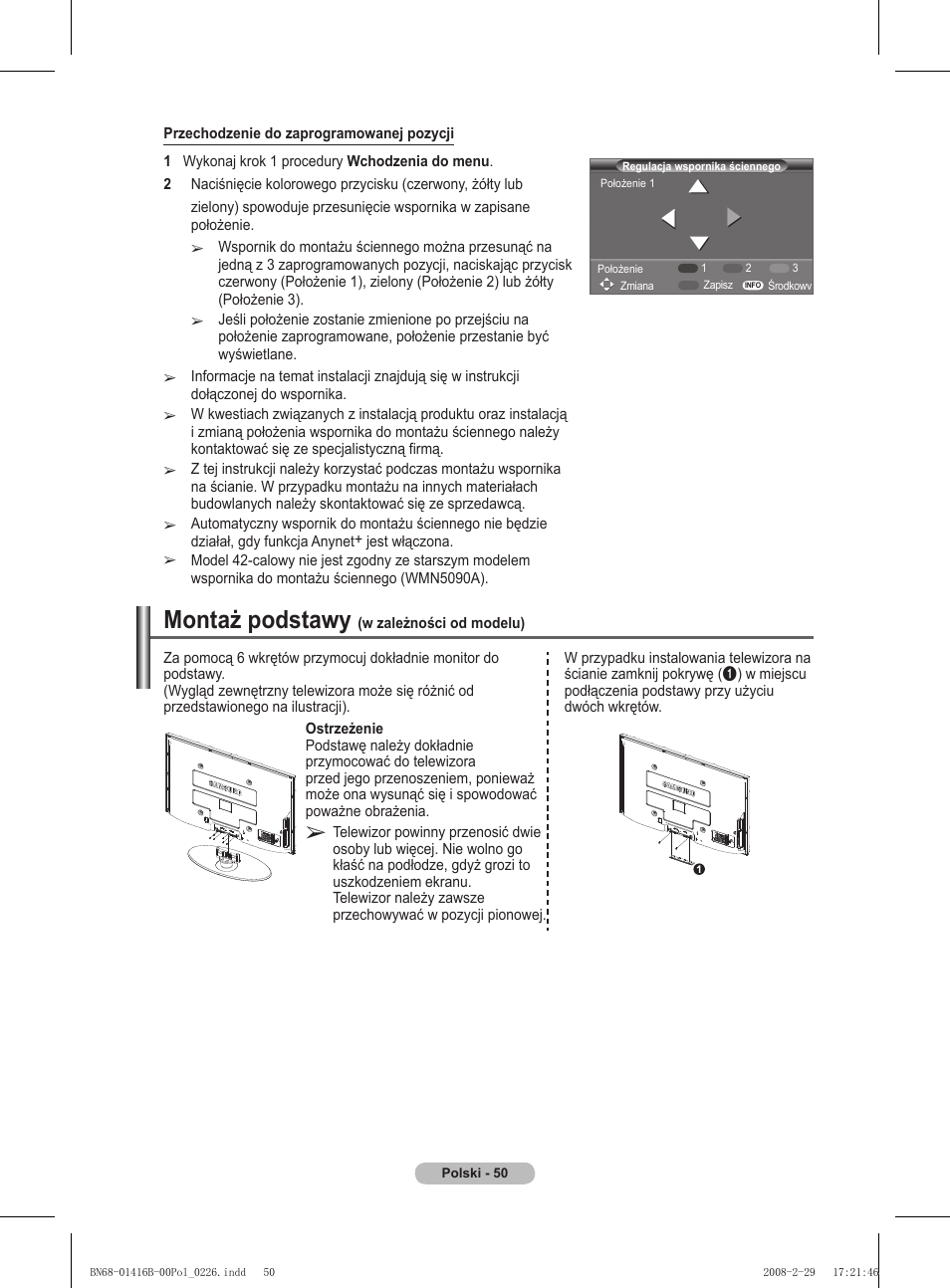 Montaż podstawy | Samsung WMN5090A User Manual | Page 155 / 418