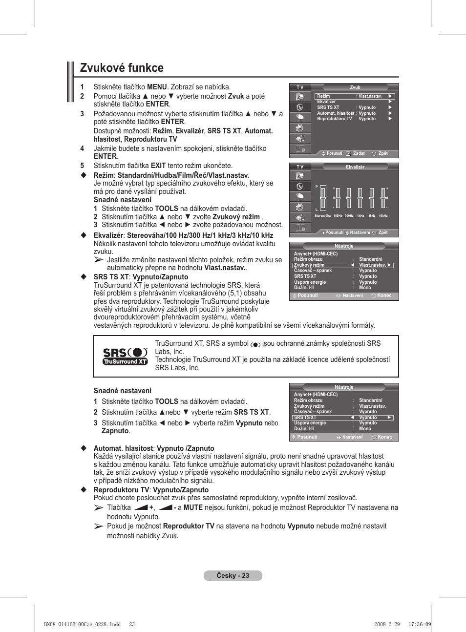 Zvukové funkce | Samsung WMN5090A User Manual | Page 232 / 418