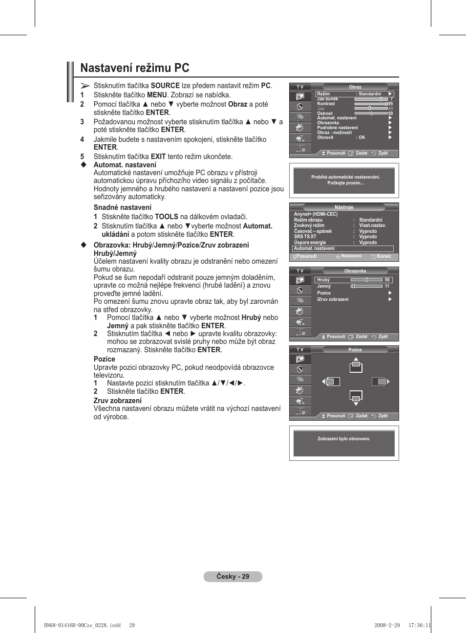 Nastavení režimu pc | Samsung WMN5090A User Manual | Page 238 / 418