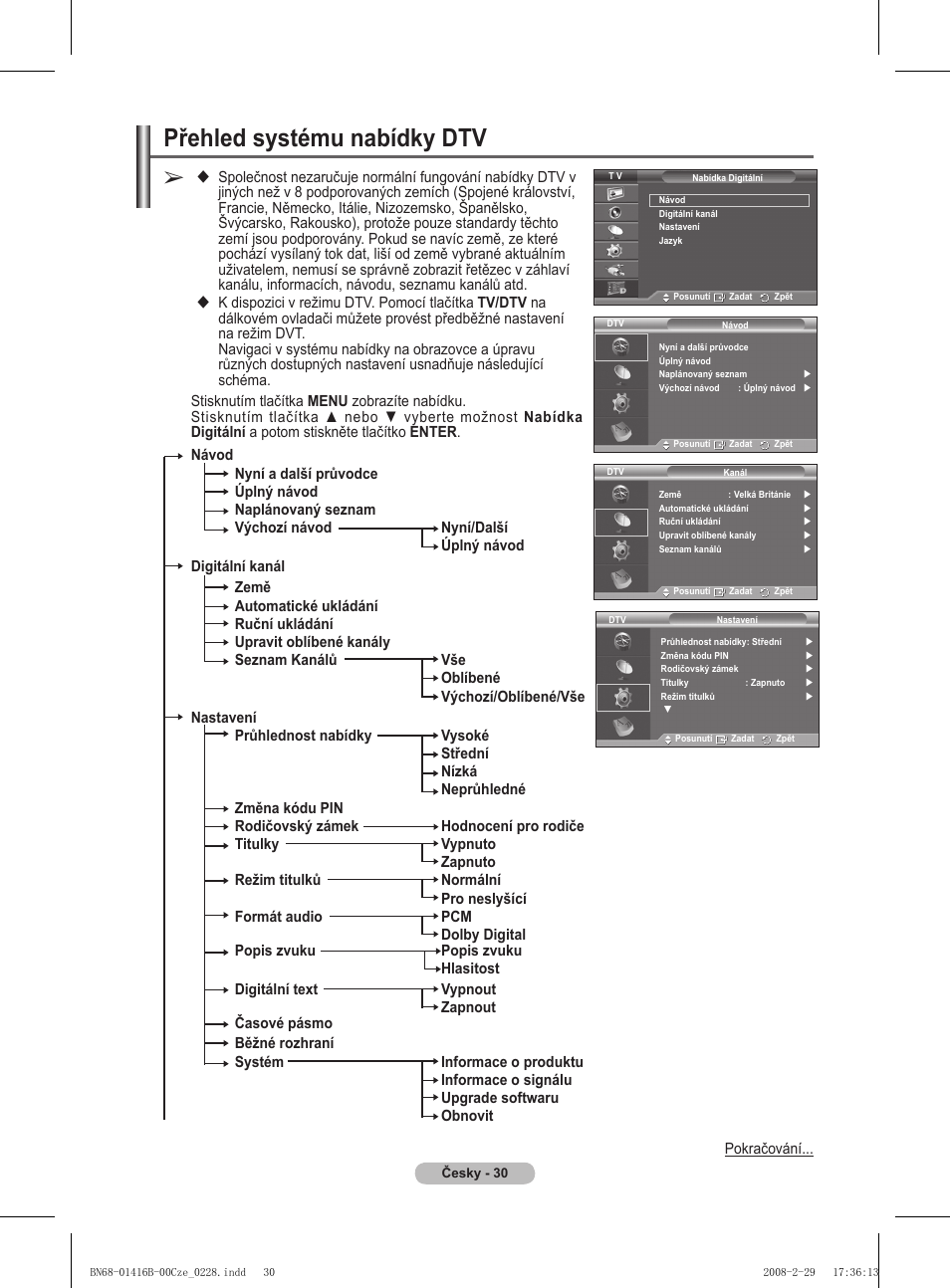 Přehled systému nabídky dtv | Samsung WMN5090A User Manual | Page 239 / 418