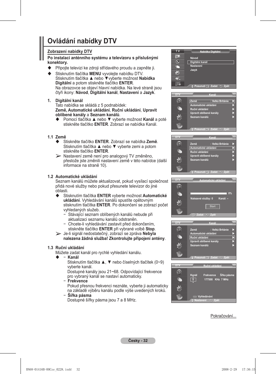 Ovládání nabídky dtv | Samsung WMN5090A User Manual | Page 241 / 418