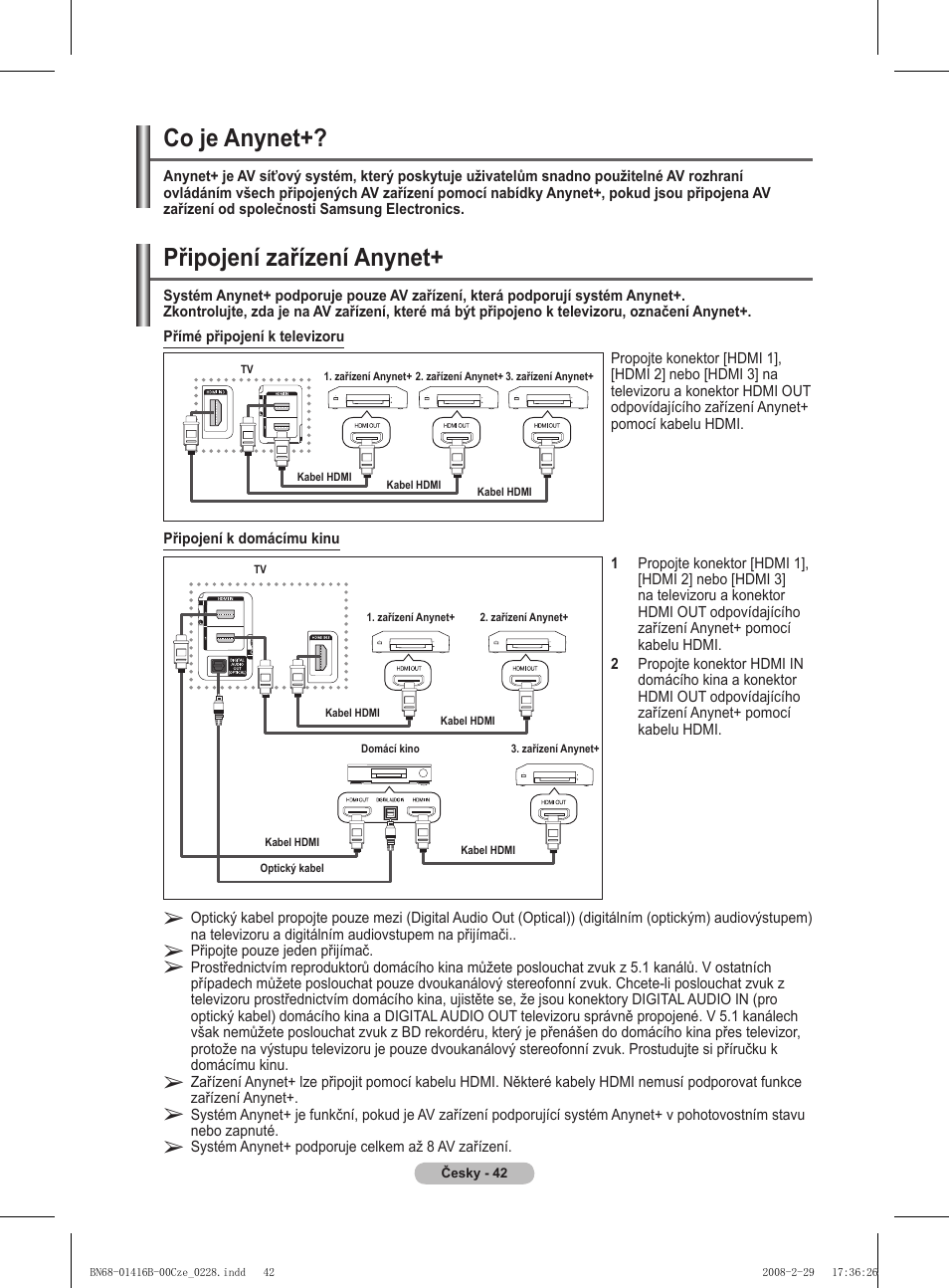 Připojení zařízení anynet, Co je anynet | Samsung WMN5090A User Manual | Page 251 / 418