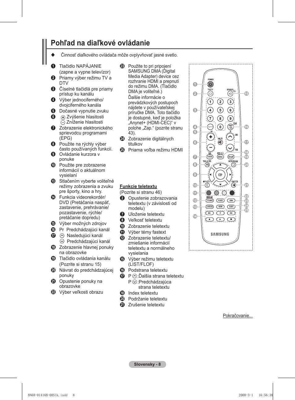 Pohľad na diaľkové ovládanie | Samsung WMN5090A User Manual | Page 269 / 418