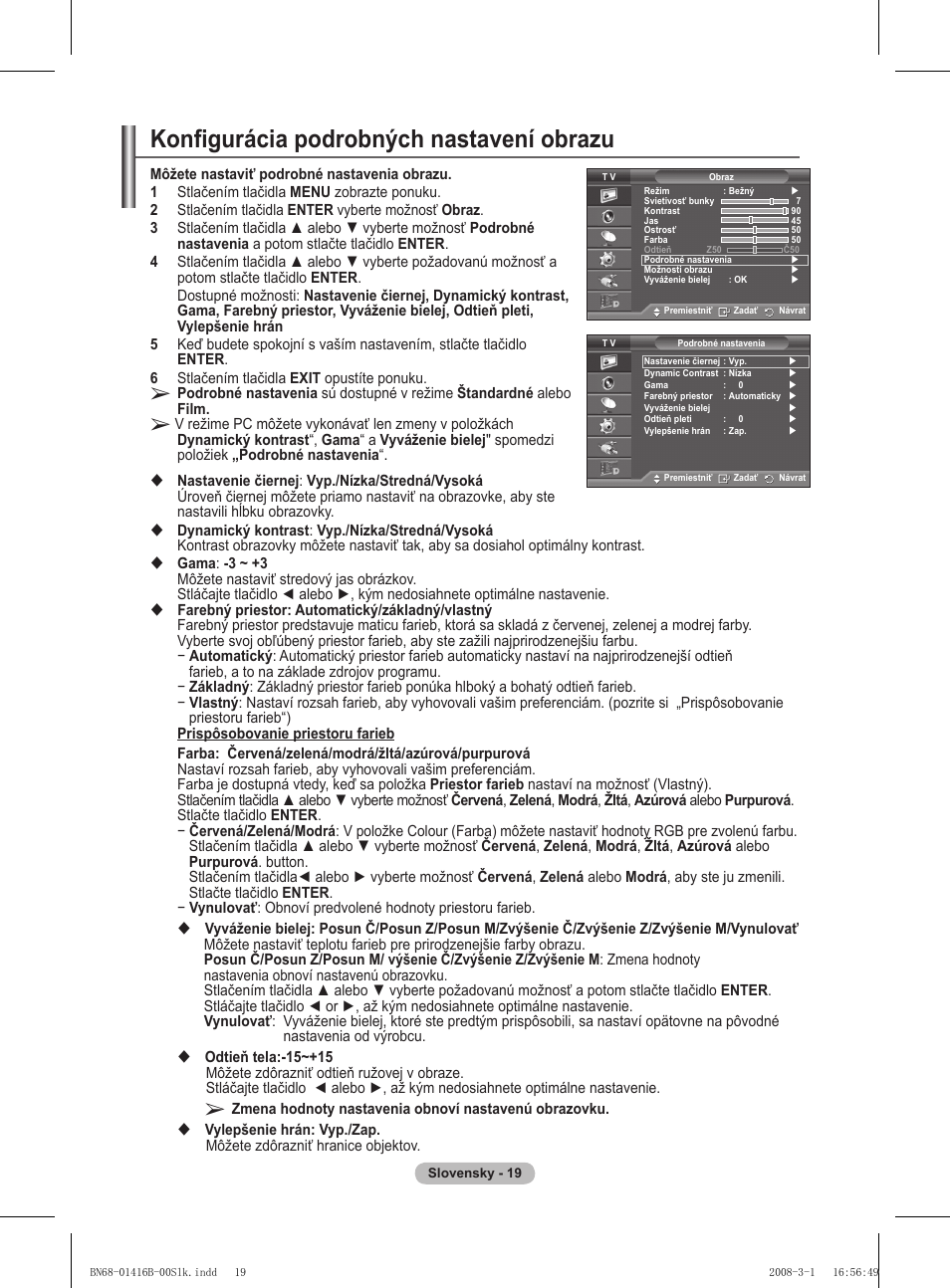 Konfigurácia podrobných nastavení obrazu | Samsung WMN5090A User Manual | Page 280 / 418