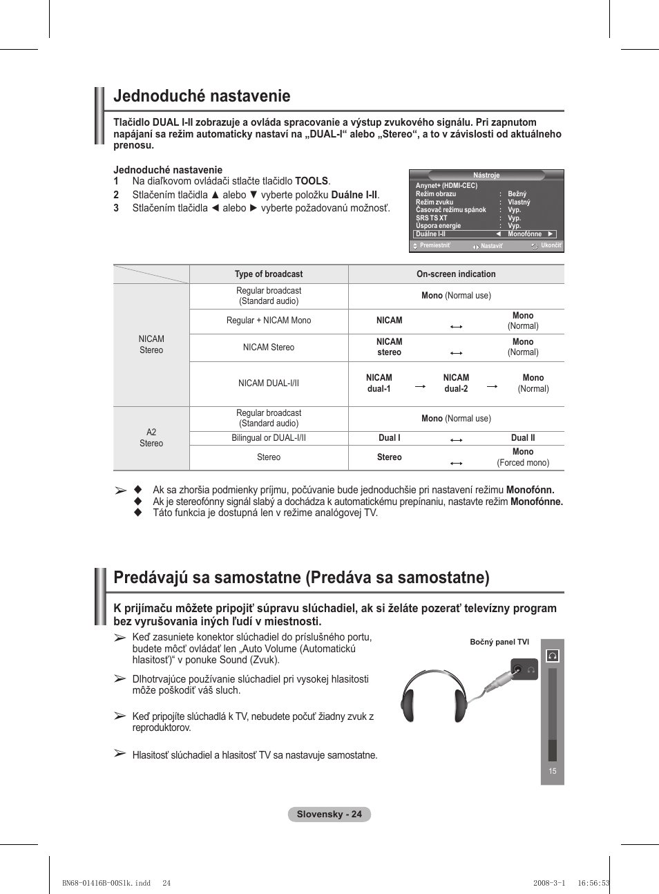Jednoduché nastavenie, Predávajú sa samostatne (predáva sa samostatne) | Samsung WMN5090A User Manual | Page 285 / 418