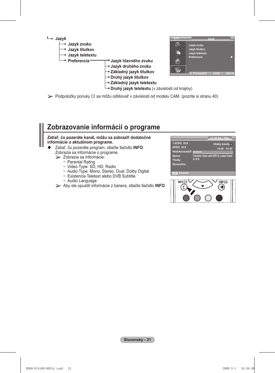 Zobrazovanie informácií o programe | Samsung WMN5090A User Manual | Page 292 / 418