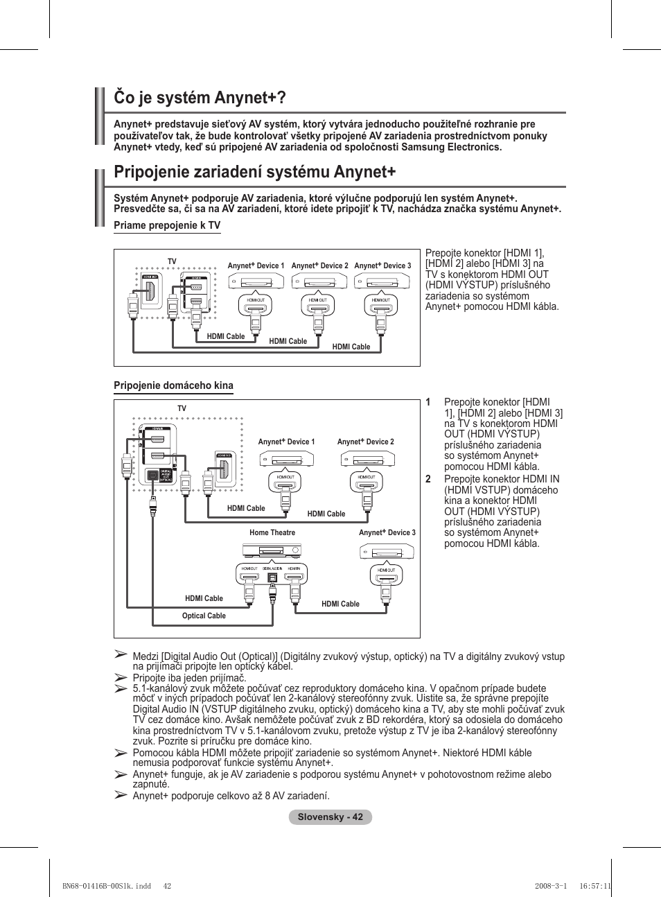Čo je systém anynet, Pripojenie zariadení systému anynet | Samsung WMN5090A User Manual | Page 303 / 418