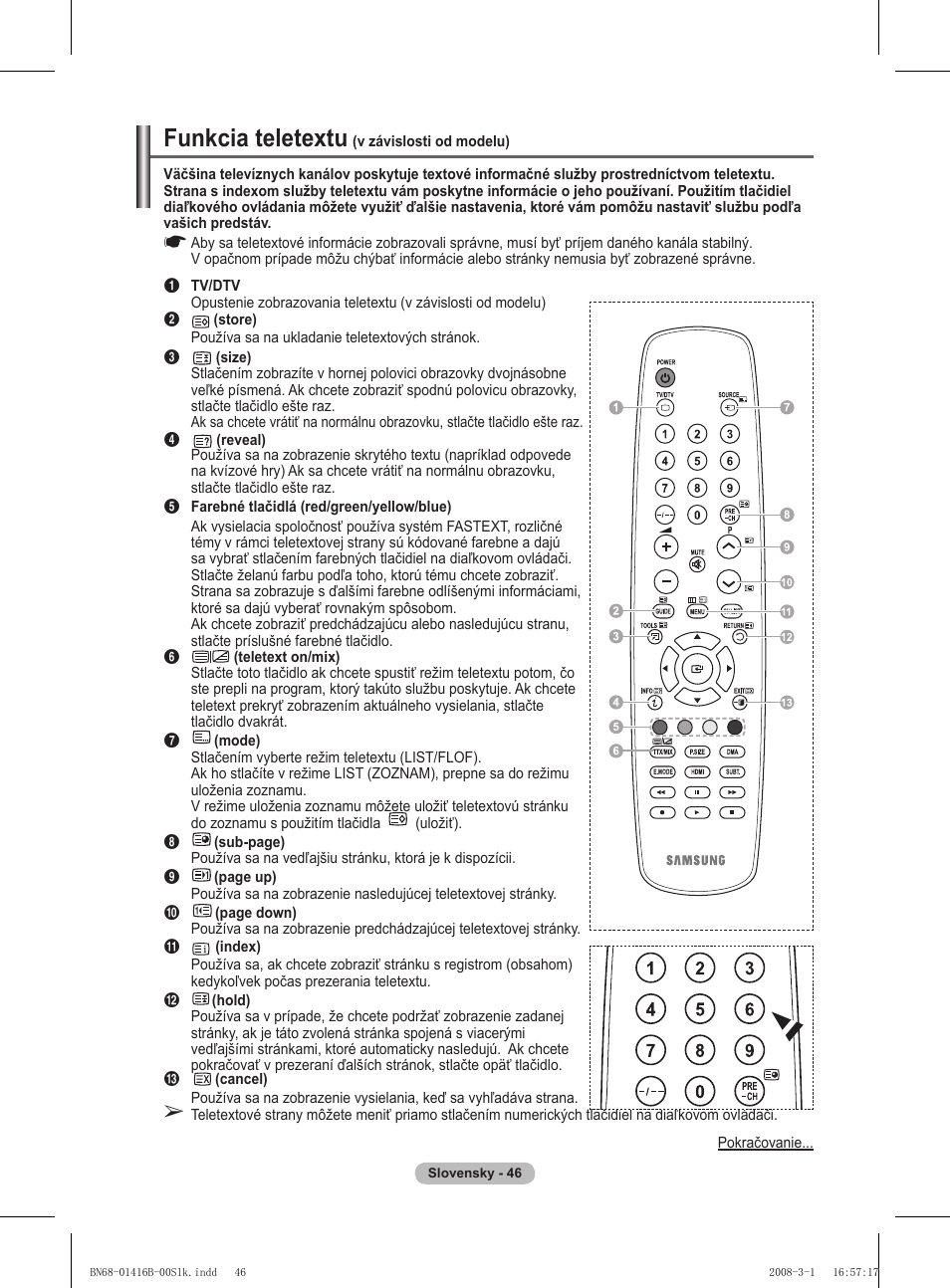 Funkcia teletextu | Samsung WMN5090A User Manual | Page 307 / 418