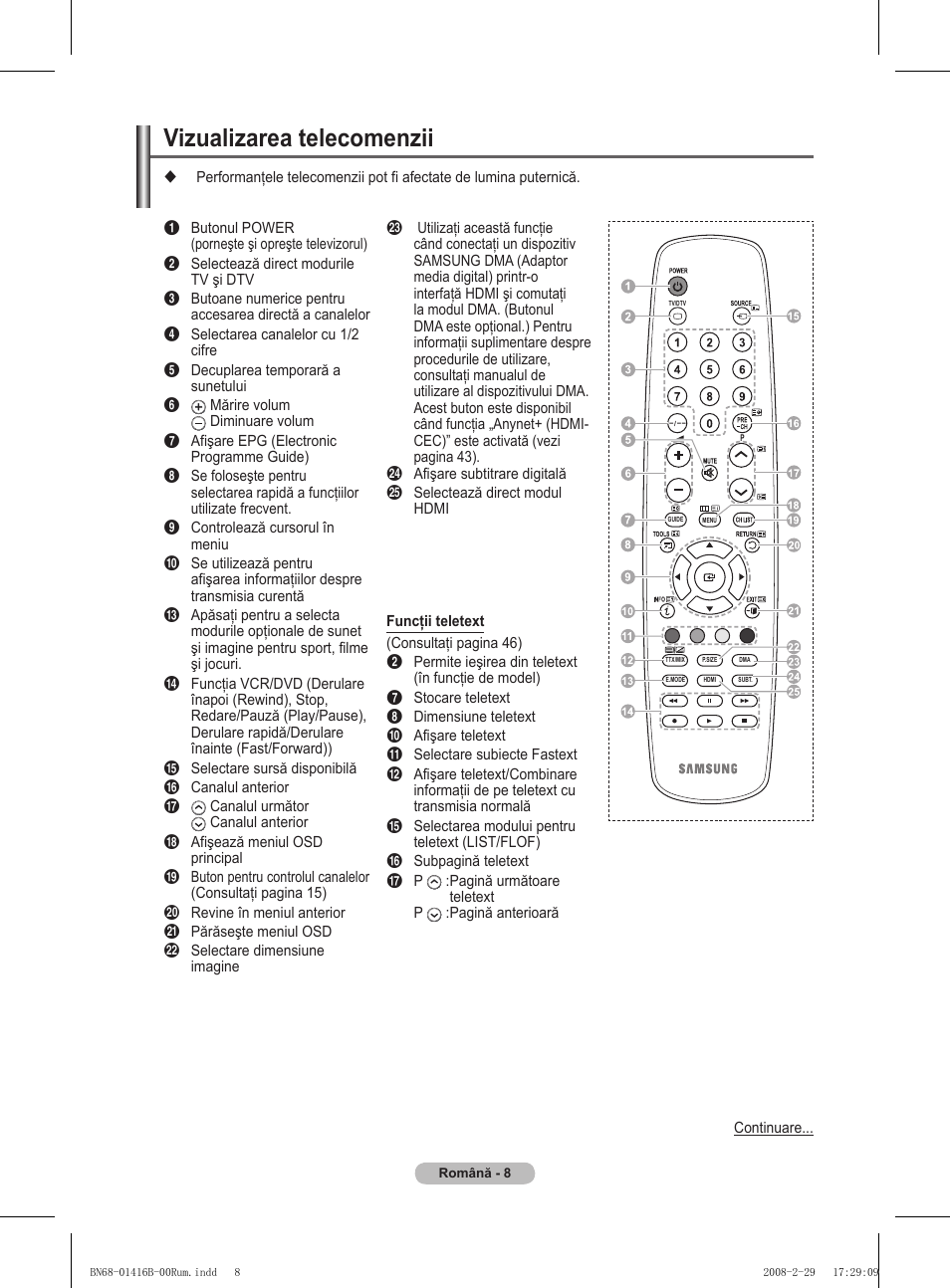 Vizualizarea telecomenzii | Samsung WMN5090A User Manual | Page 321 / 418
