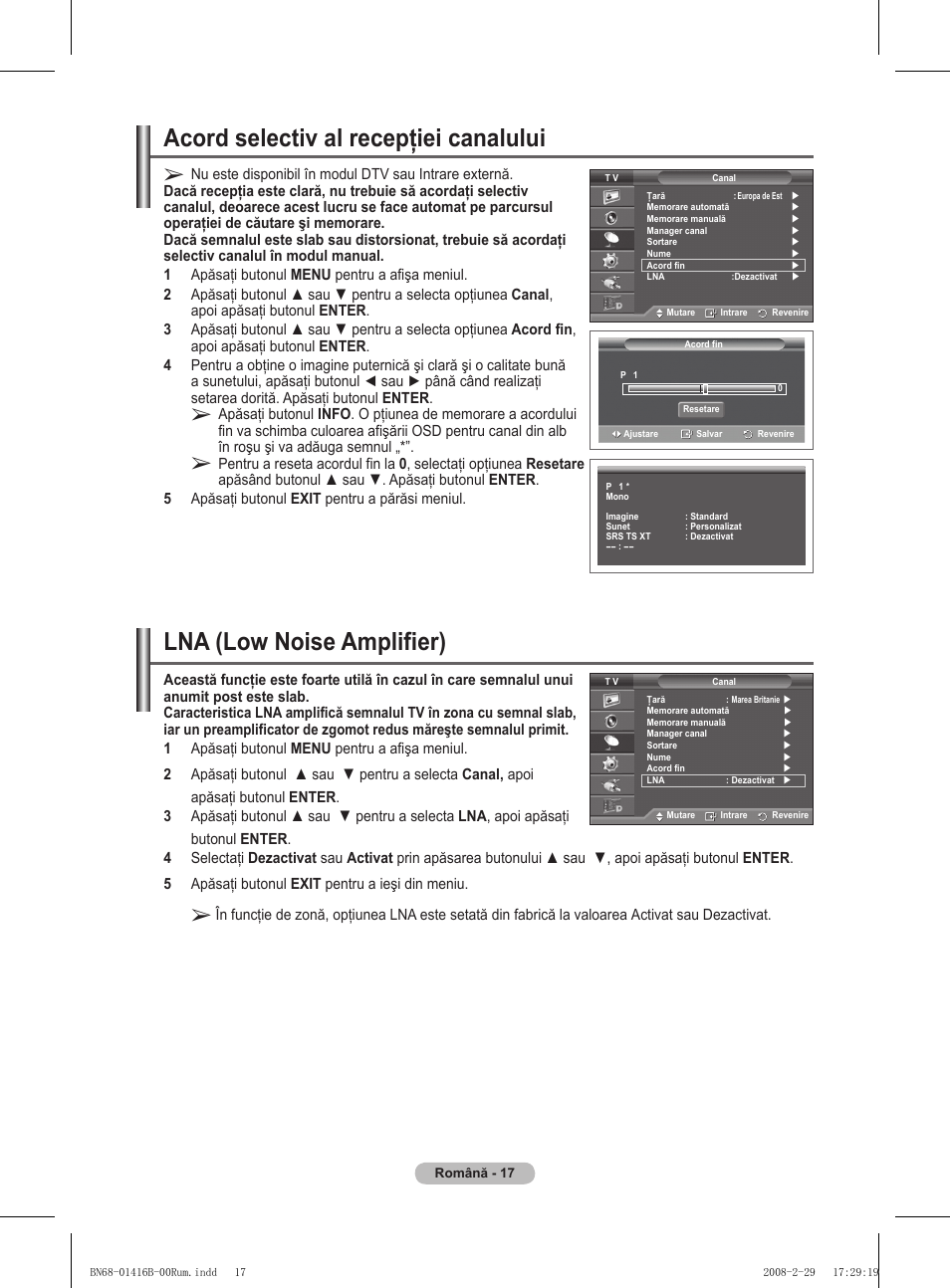 Acord selectiv al recepţiei canalului, Lna (low noise amplifier) | Samsung WMN5090A User Manual | Page 330 / 418