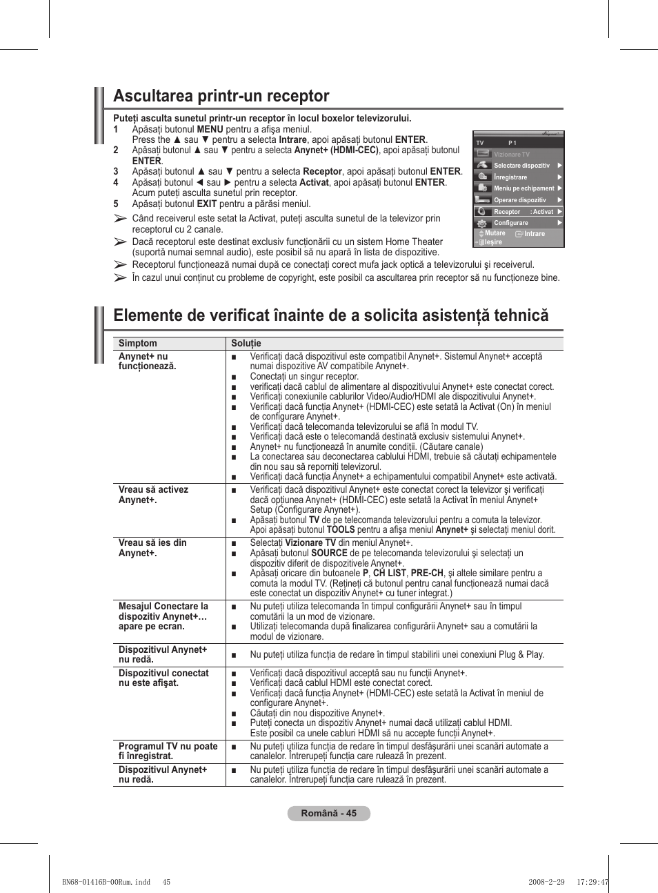 Ascultarea printr-un receptor | Samsung WMN5090A User Manual | Page 358 / 418
