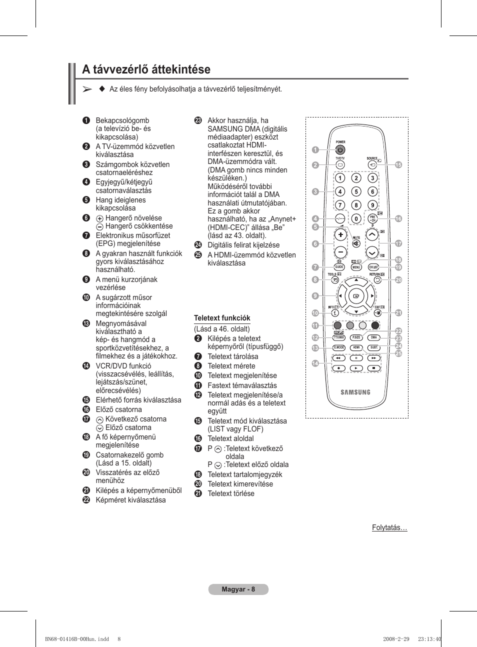 A távvezérlő áttekintése | Samsung WMN5090A User Manual | Page 61 / 418