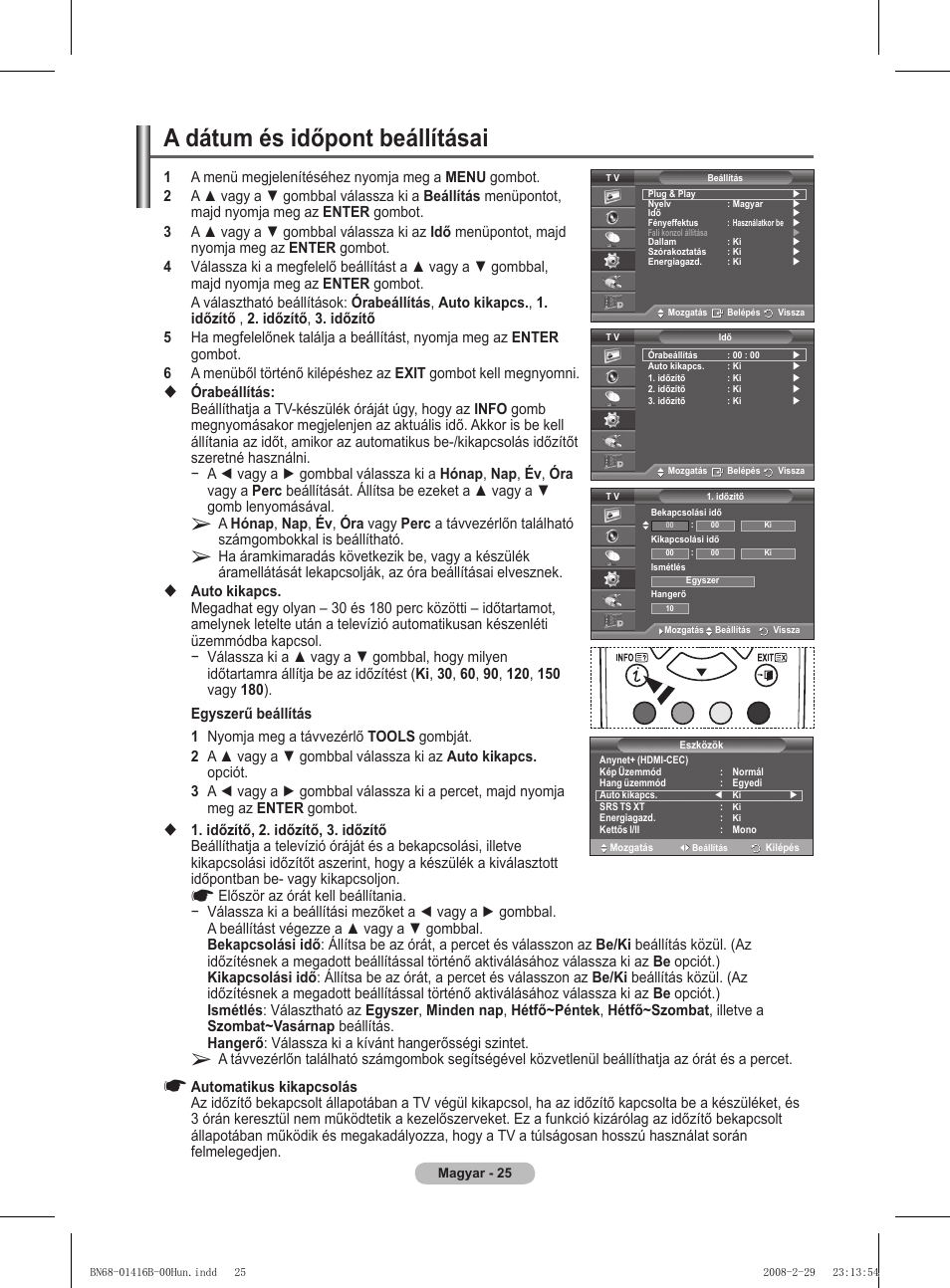 A dátum és időpont beállításai | Samsung WMN5090A User Manual | Page 78 / 418