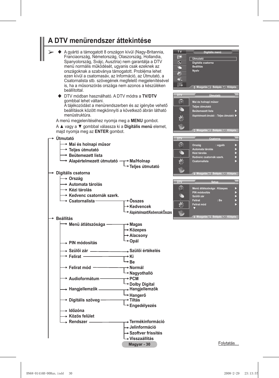A dtv menürendszer áttekintése | Samsung WMN5090A User Manual | Page 83 / 418