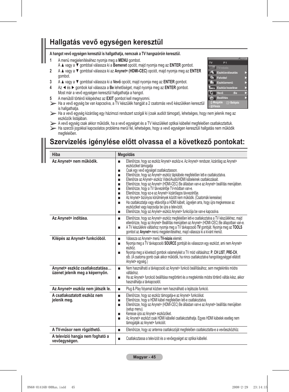 Hallgatás vevő egységen keresztül | Samsung WMN5090A User Manual | Page 98 / 418