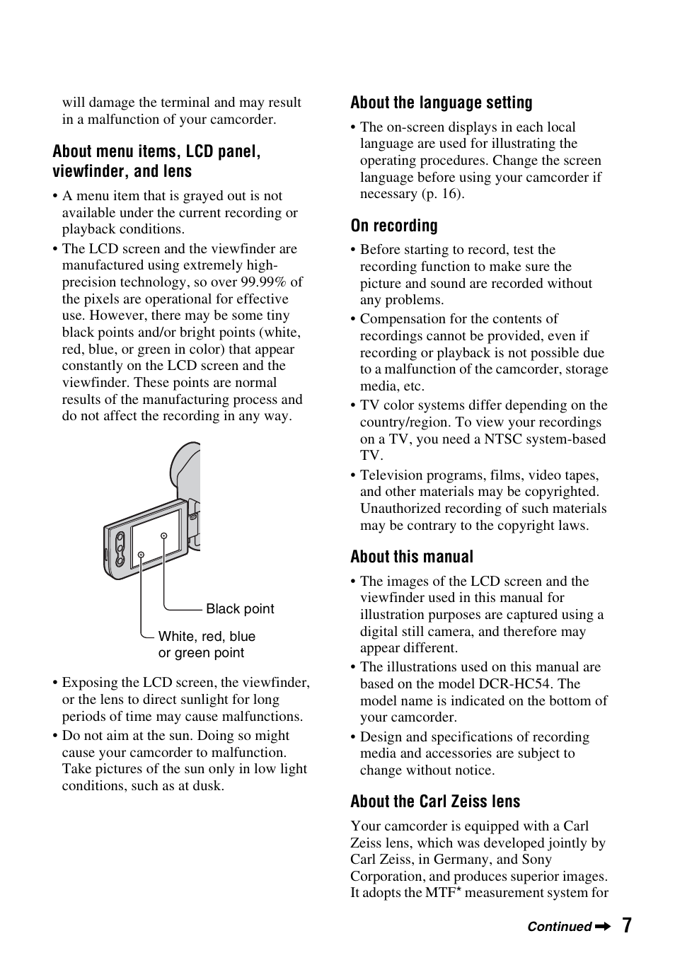 Sony DCR-HC52 User Manual | Page 7 / 88