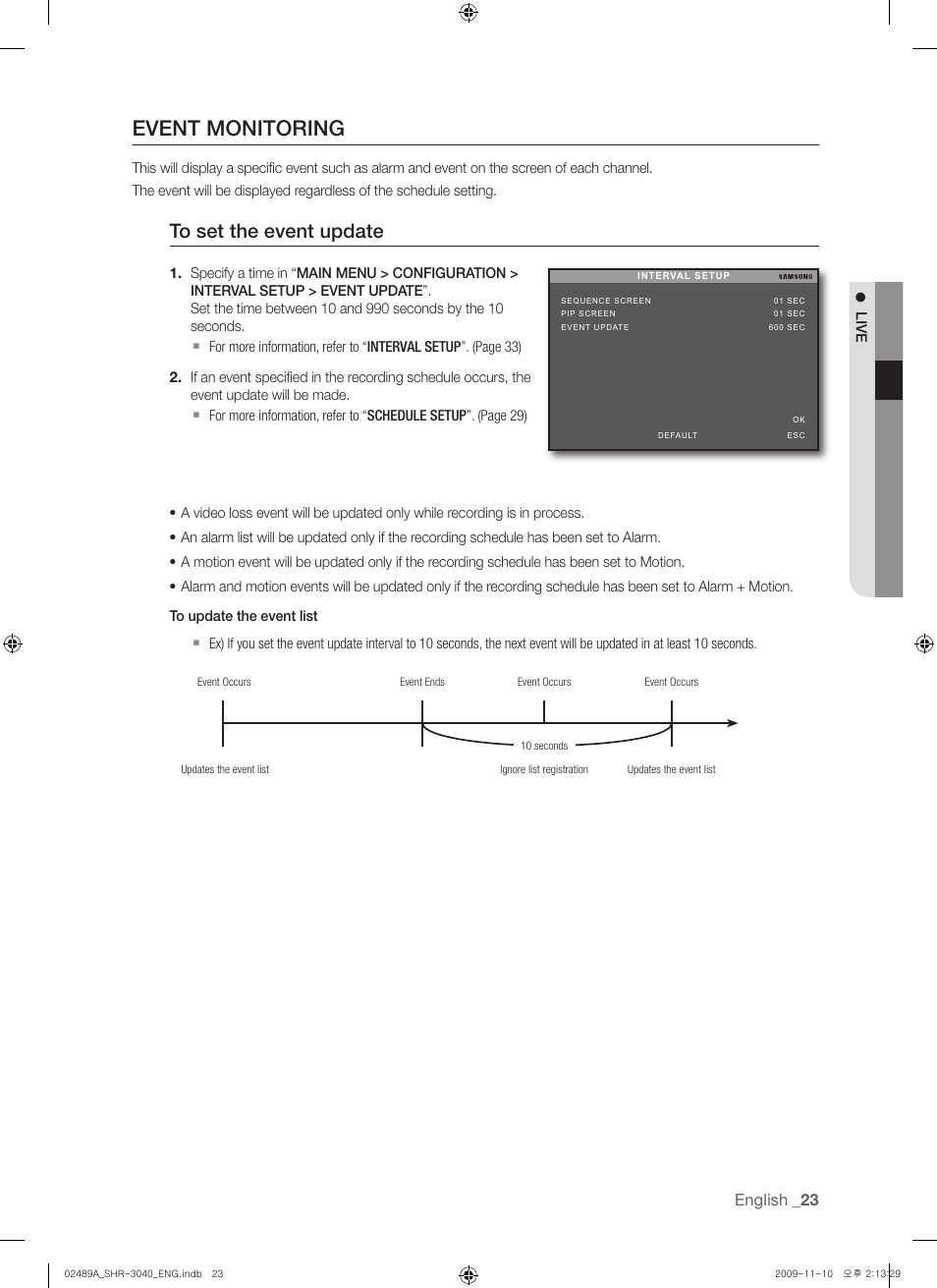 Event monitoring | Samsung SHR-3040 User Manual | Page 23 / 68