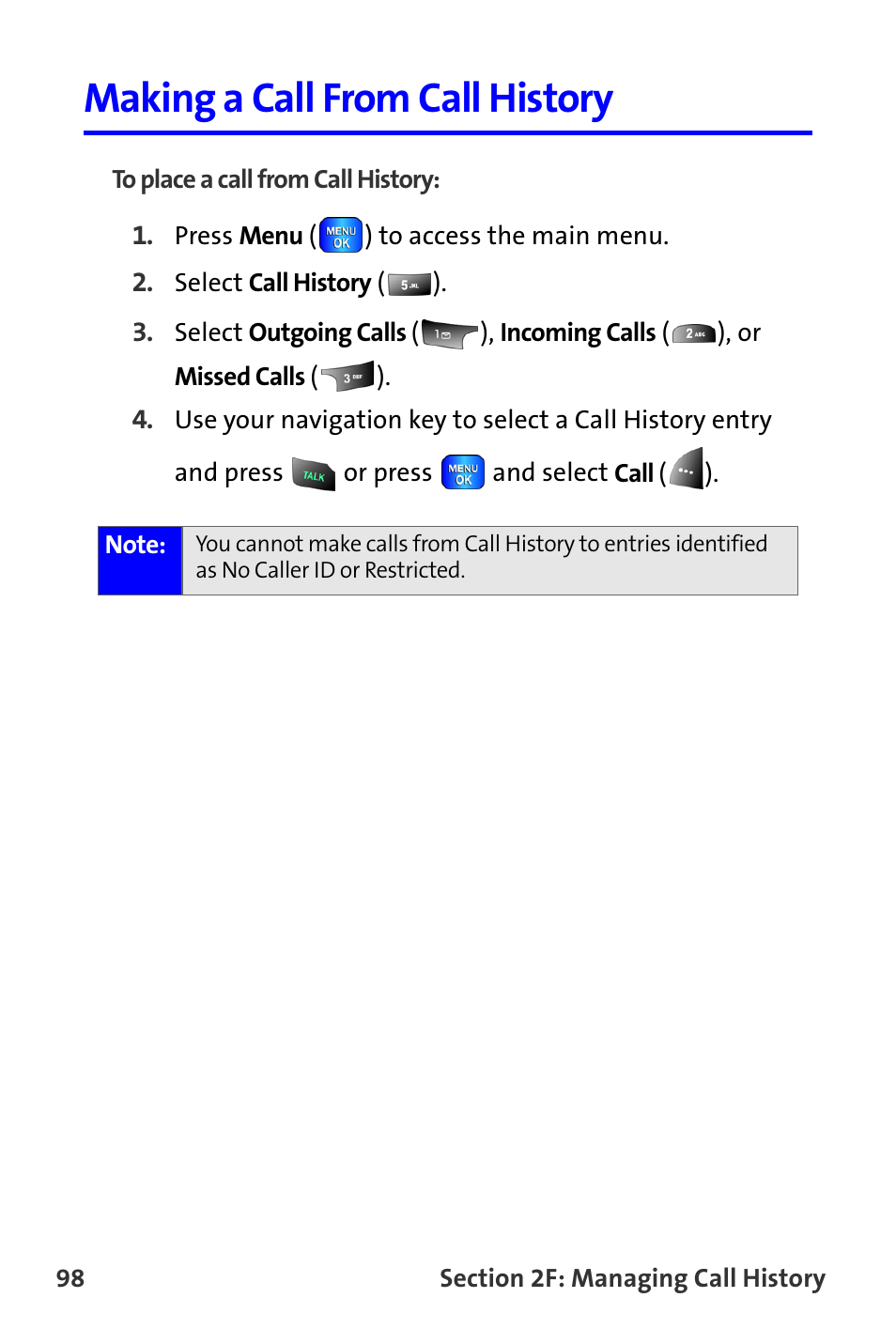 Making a call from call history | Samsung A820 User Manual | Page 106 / 239