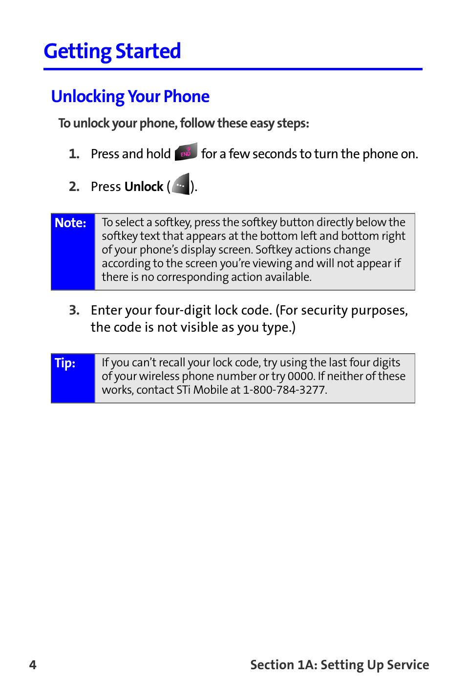 Getting started, Unlocking your phone | Samsung A820 User Manual | Page 12 / 239