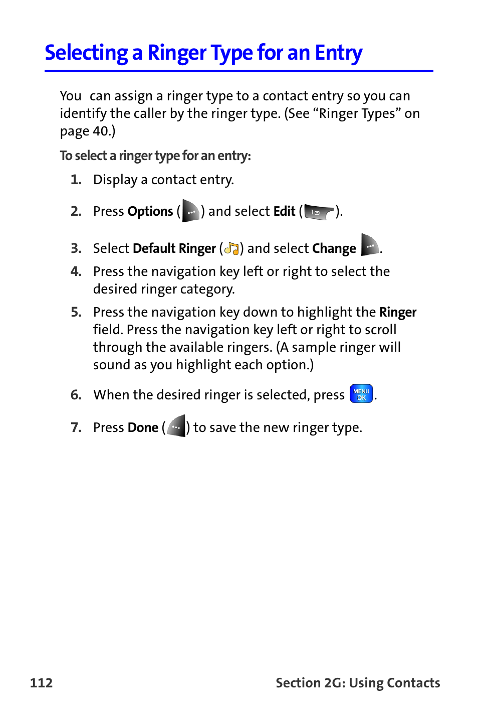 Selecting a ringer type for an entry | Samsung A820 User Manual | Page 120 / 239