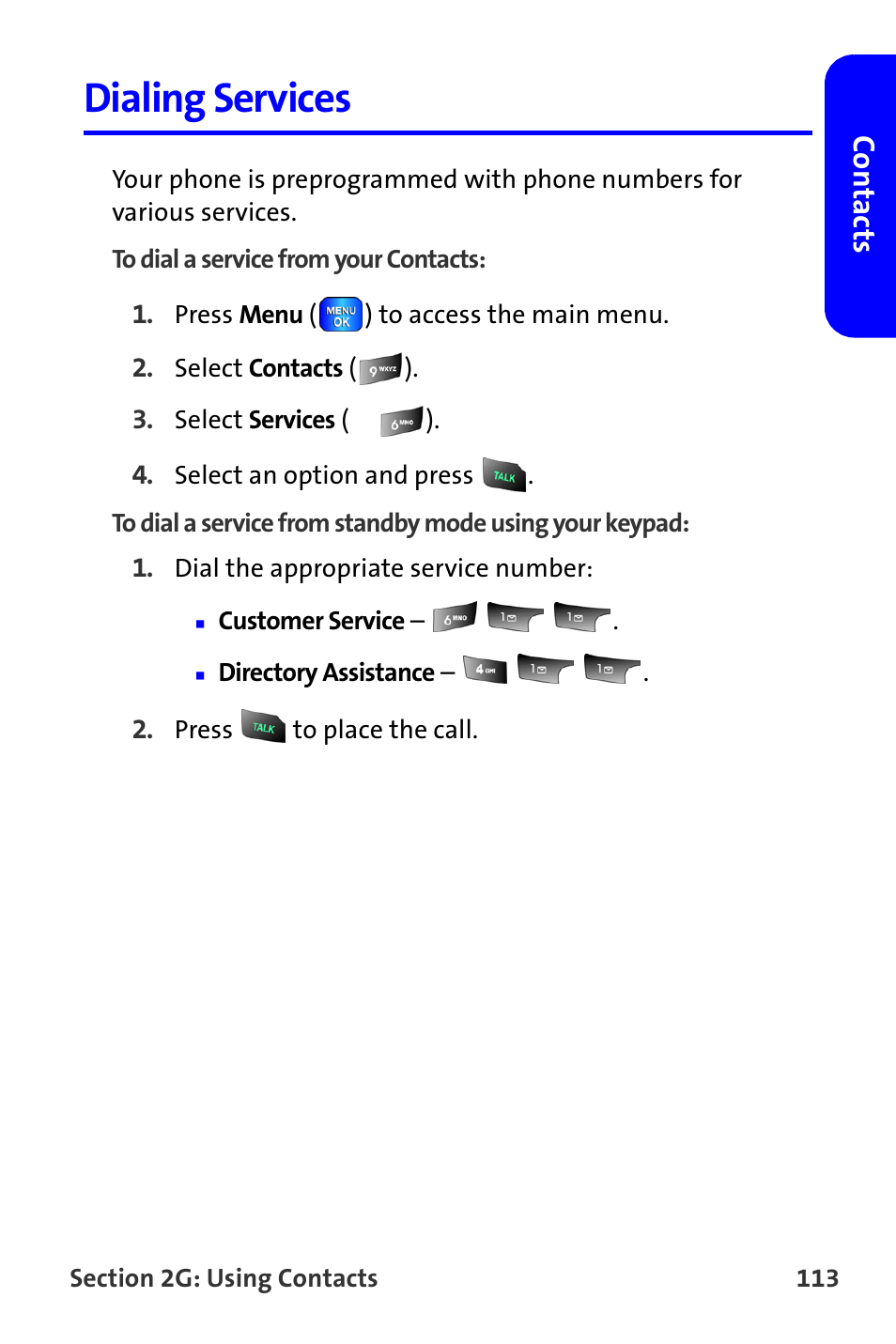 Dialing services | Samsung A820 User Manual | Page 121 / 239