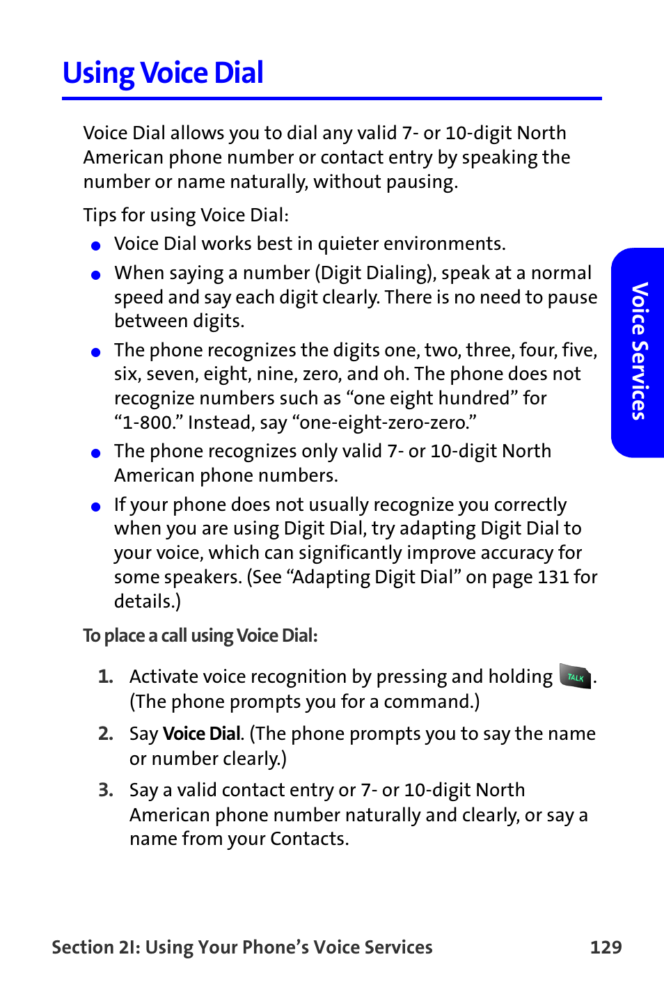 Using voice dial, Vo ice ser v ices | Samsung A820 User Manual | Page 137 / 239