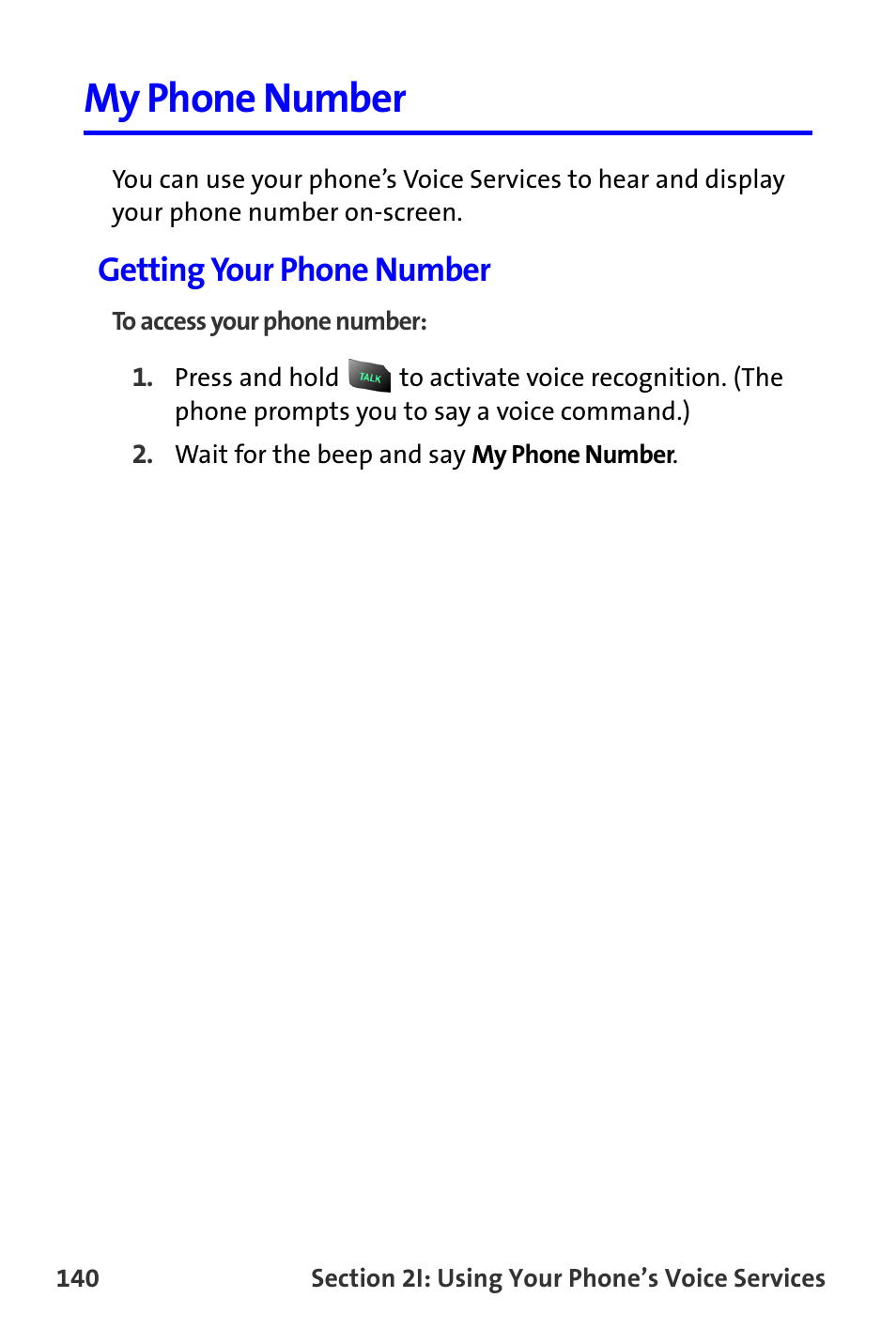 My phone number, Getting your phone number | Samsung A820 User Manual | Page 148 / 239