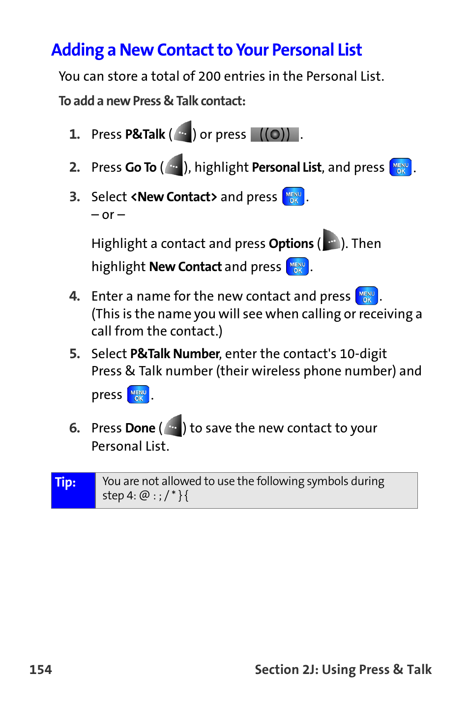 Adding a new contact to your personal list | Samsung A820 User Manual | Page 162 / 239