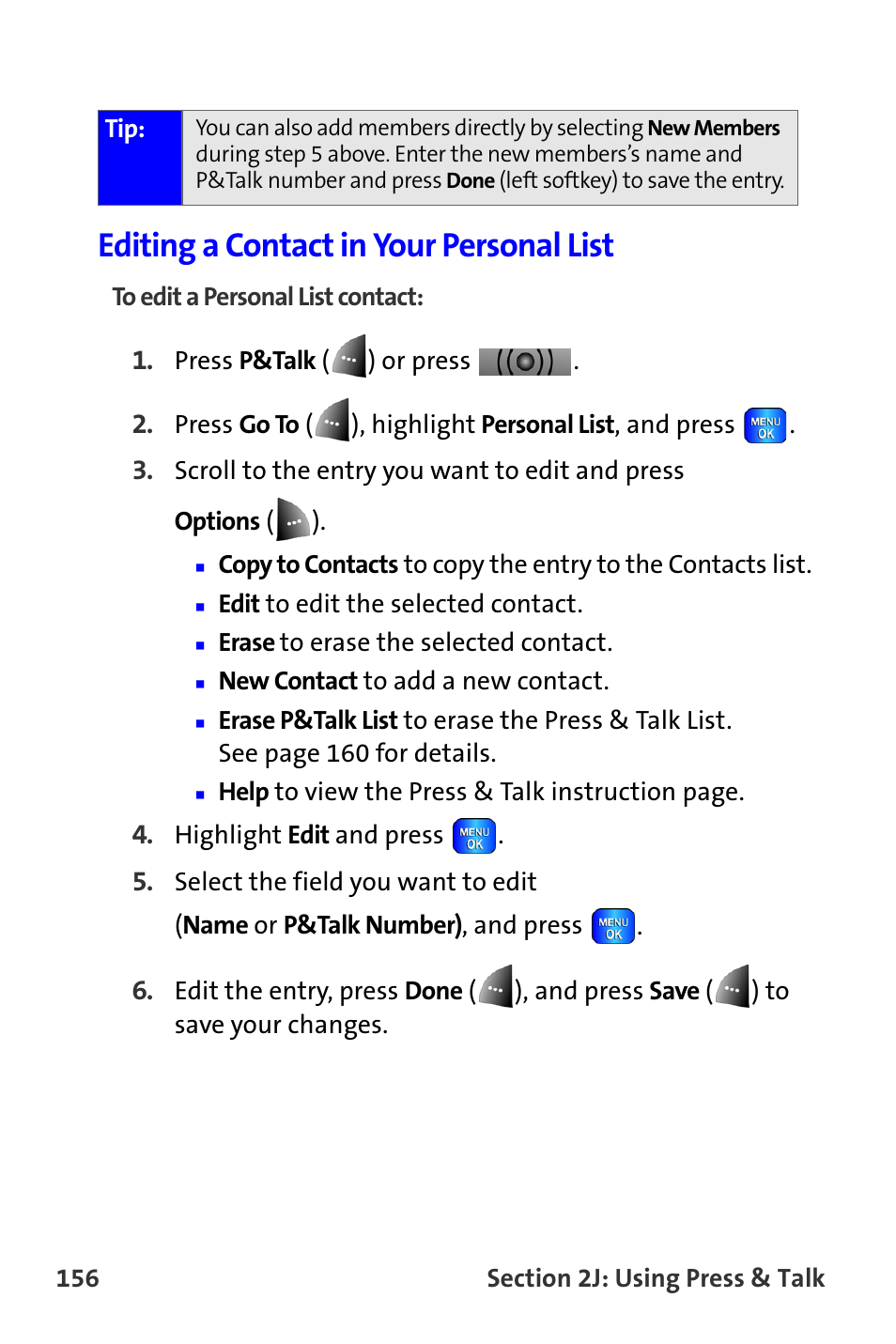 Editing a contact in your personal list | Samsung A820 User Manual | Page 164 / 239