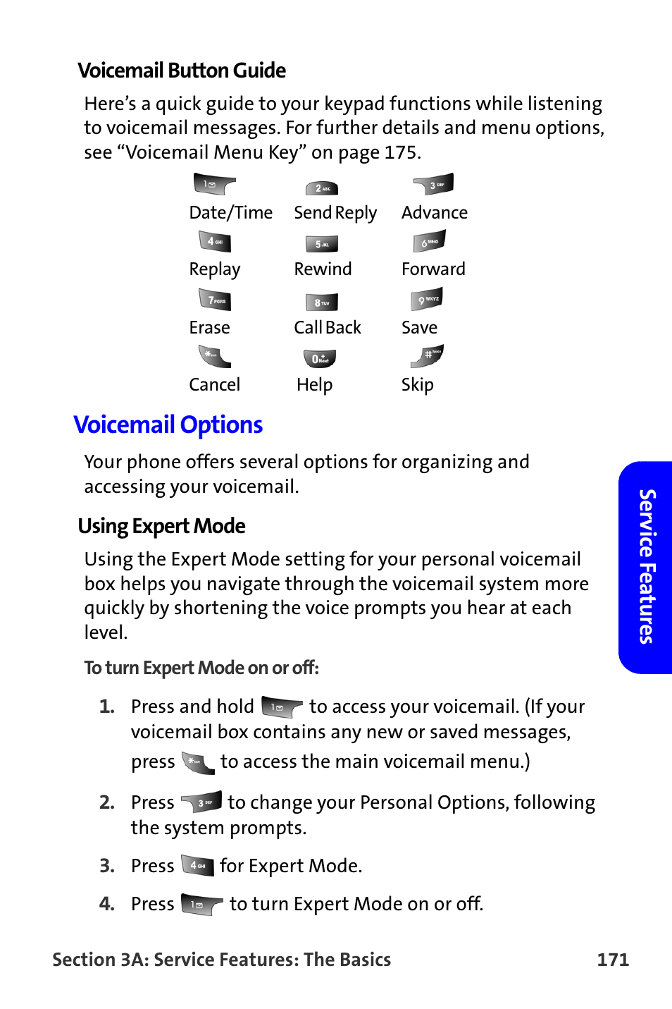 Voicemail options | Samsung A820 User Manual | Page 179 / 239