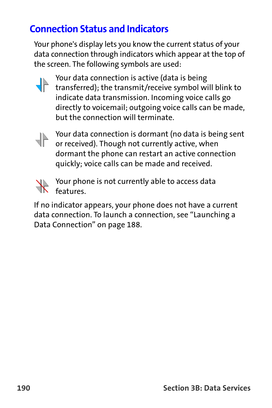 Connection status and indicators | Samsung A820 User Manual | Page 198 / 239