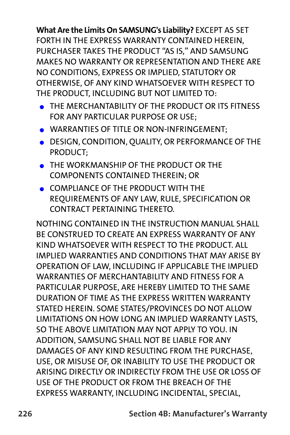 Warranties of title or non-infringement | Samsung A820 User Manual | Page 234 / 239