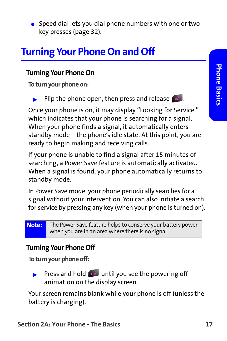 Turning your phone on and off, Phone basics, Turning your phone on | Turning your phone off | Samsung A820 User Manual | Page 25 / 239