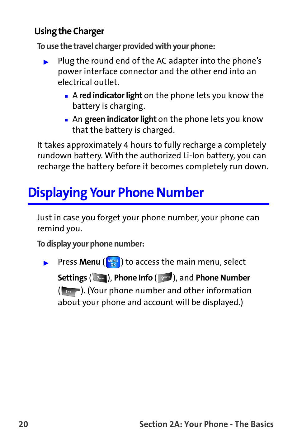 Displaying your phone number, Using the charger | Samsung A820 User Manual | Page 28 / 239