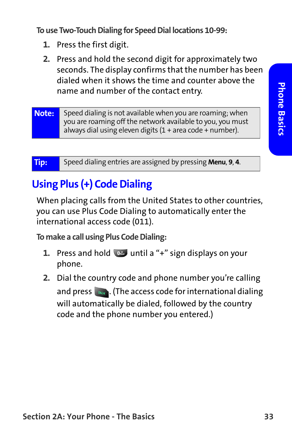 Using plus (+) code dialing | Samsung A820 User Manual | Page 41 / 239