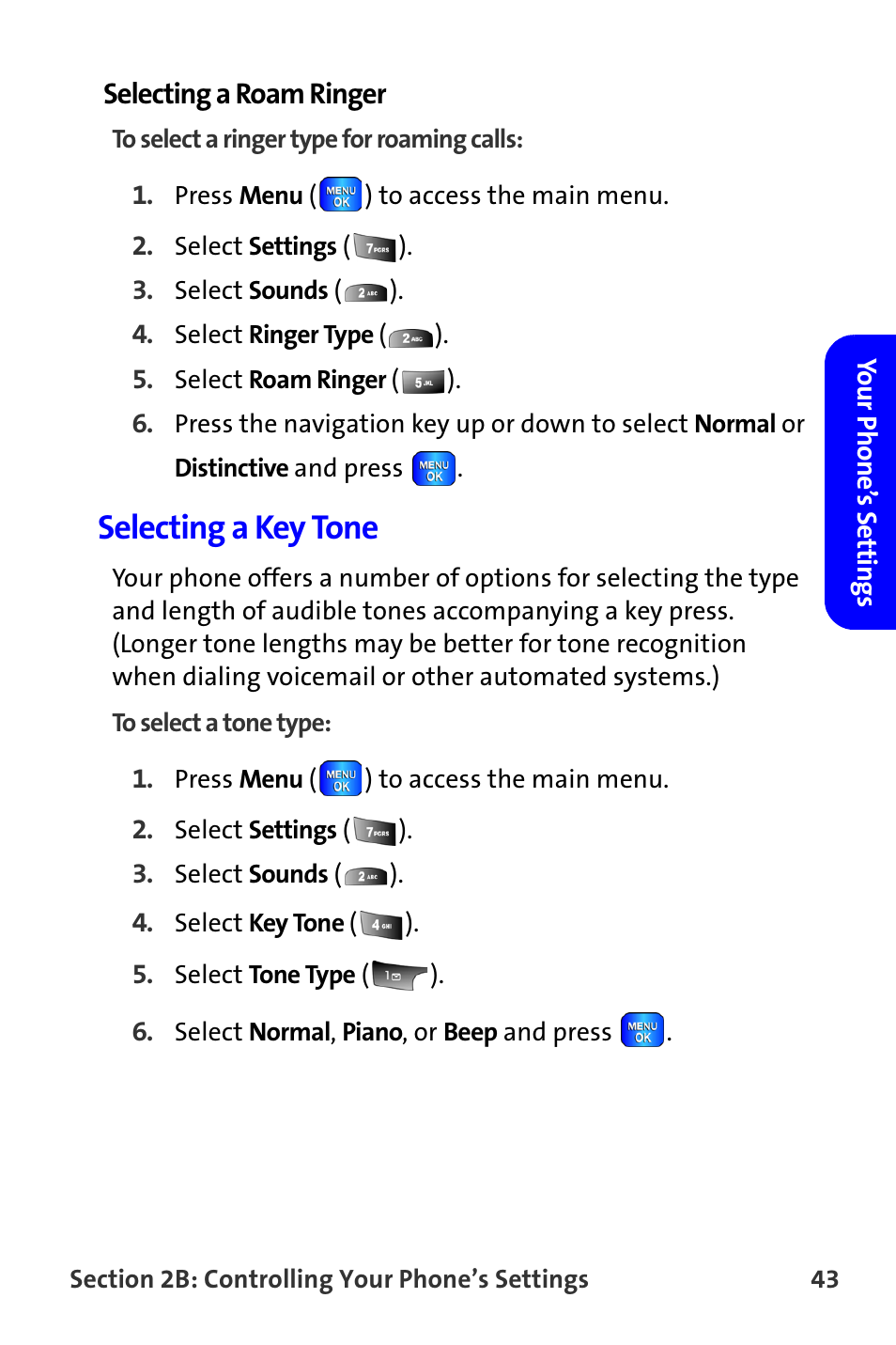 Selecting a key tone | Samsung A820 User Manual | Page 51 / 239