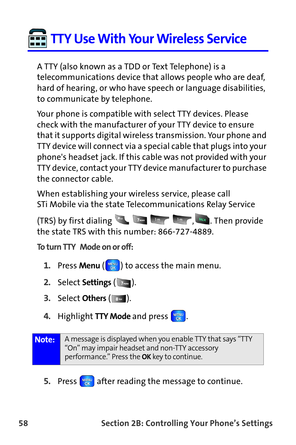 Tty use with your wireless service | Samsung A820 User Manual | Page 66 / 239