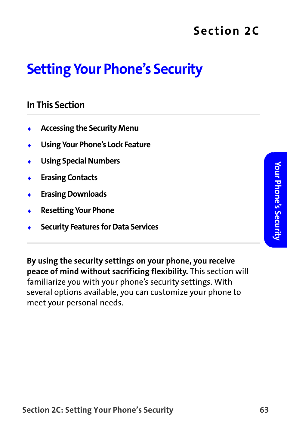 Setting your phone’s security, 2c. setting your phone’s security, Yo ur phone’ s security | Samsung A820 User Manual | Page 71 / 239