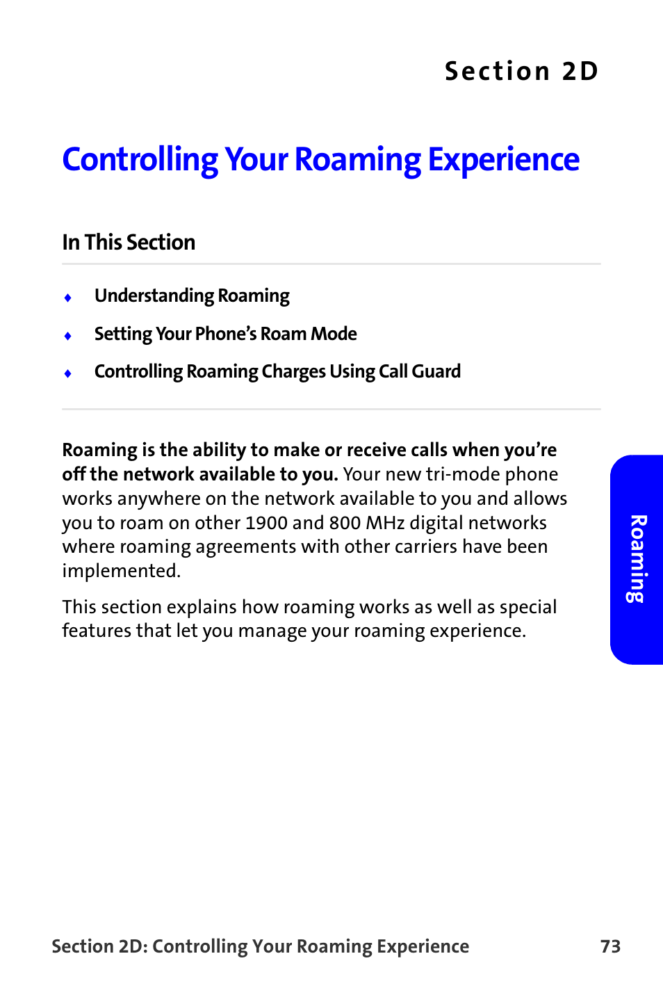 Controlling your roaming experience, 2d. controlling your roaming experience | Samsung A820 User Manual | Page 81 / 239