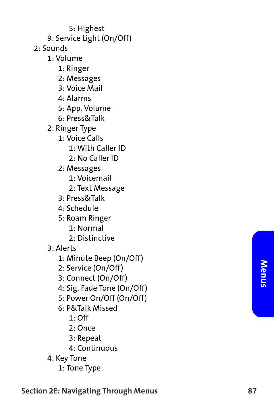 Menus | Samsung A820 User Manual | Page 95 / 239