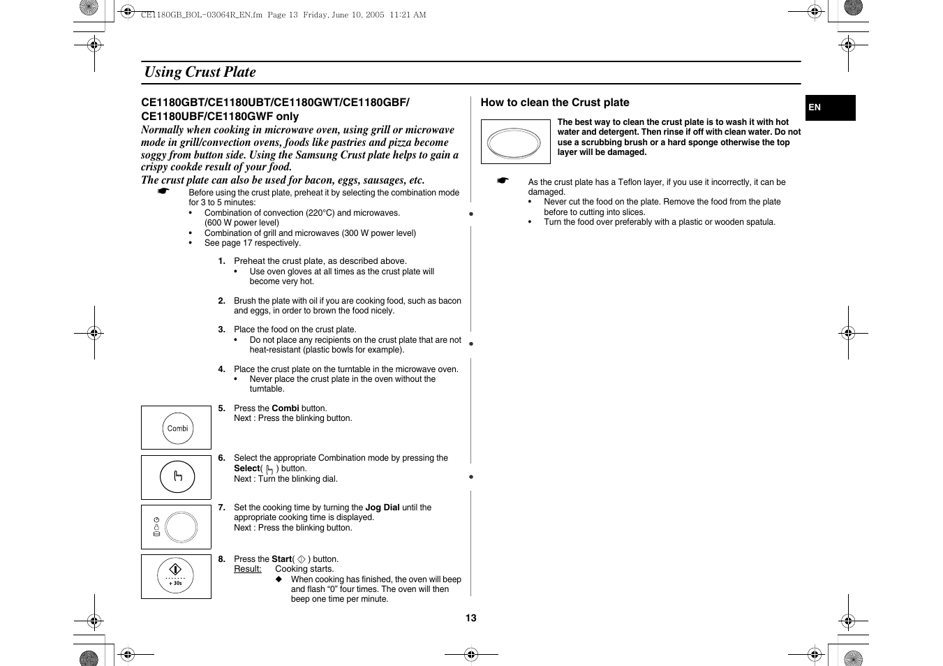 Using crust plate | Samsung DE68-03064R User Manual | Page 13 / 32