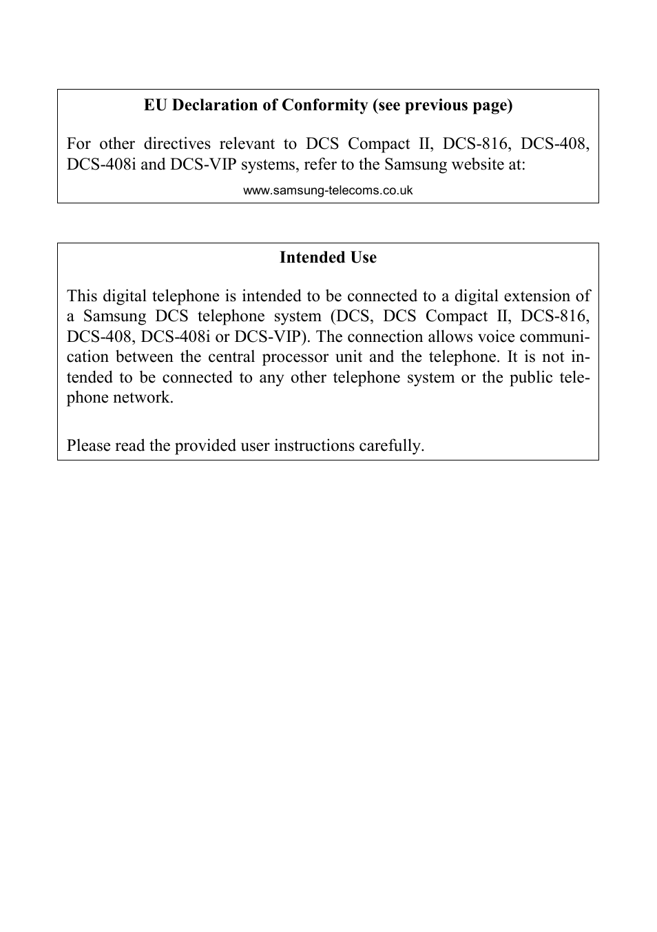 Intended use | Samsung DCS KEYSET User Manual | Page 4 / 76