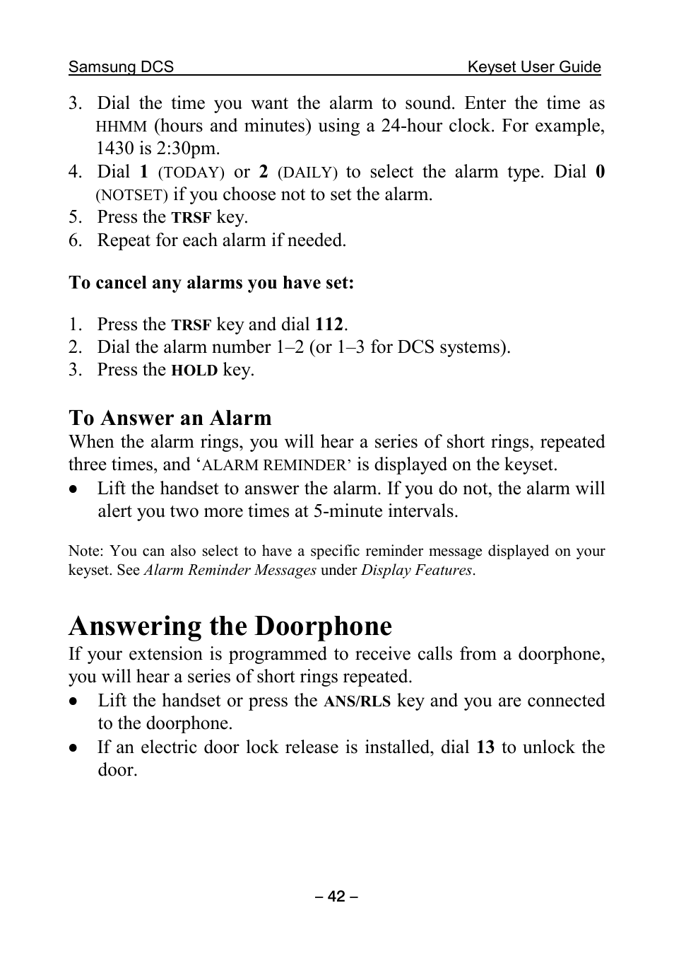 Answering the doorphone | Samsung DCS KEYSET User Manual | Page 51 / 76