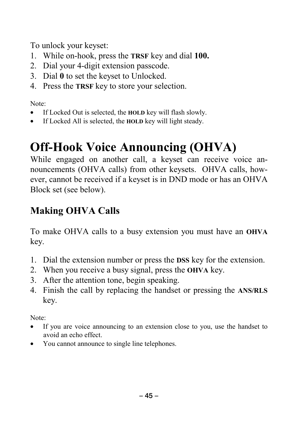 Off-hook voice announcing (ohva), Making ohva calls | Samsung DCS KEYSET User Manual | Page 54 / 76