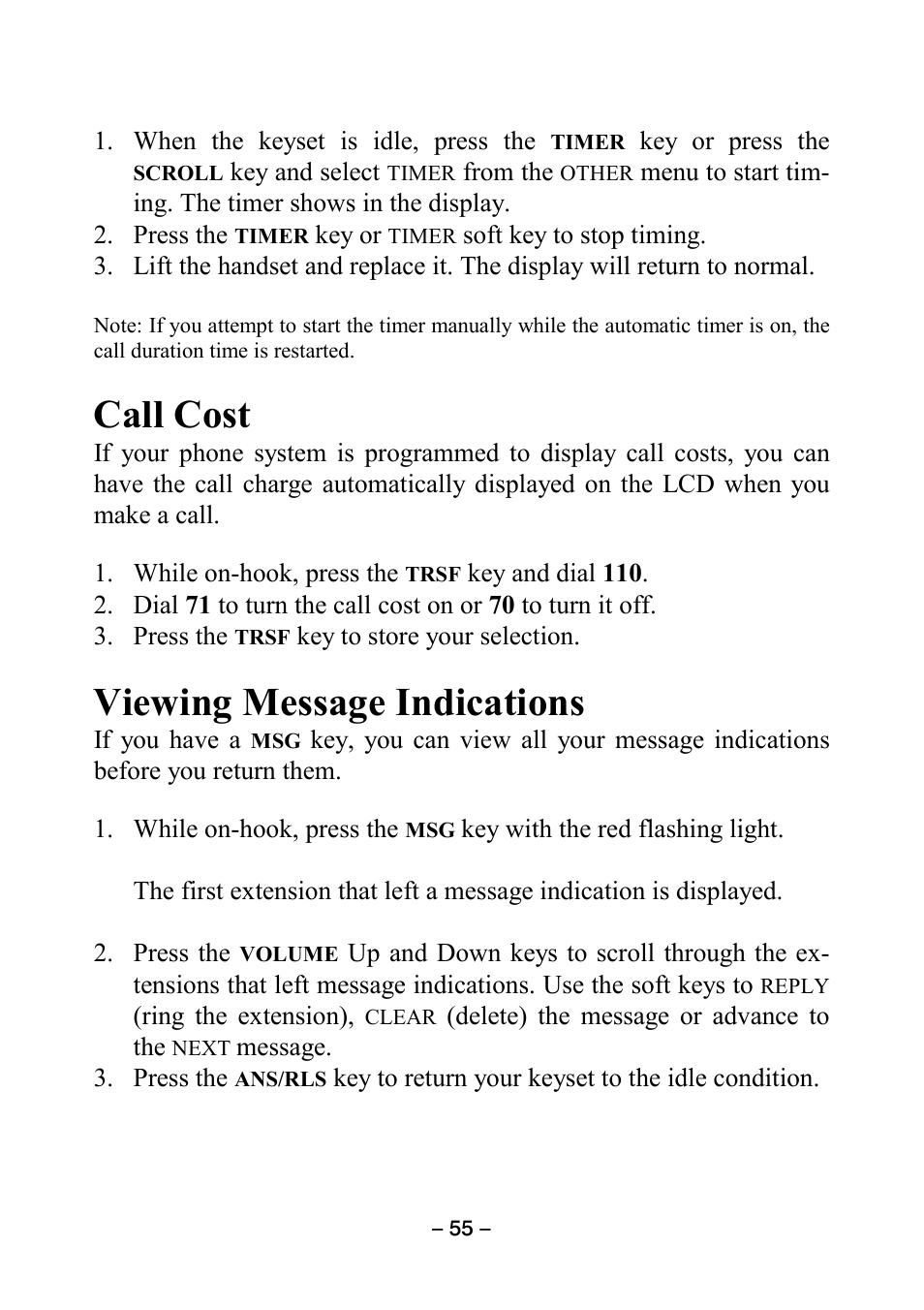 Call cost, Viewing message indications | Samsung DCS KEYSET User Manual | Page 64 / 76