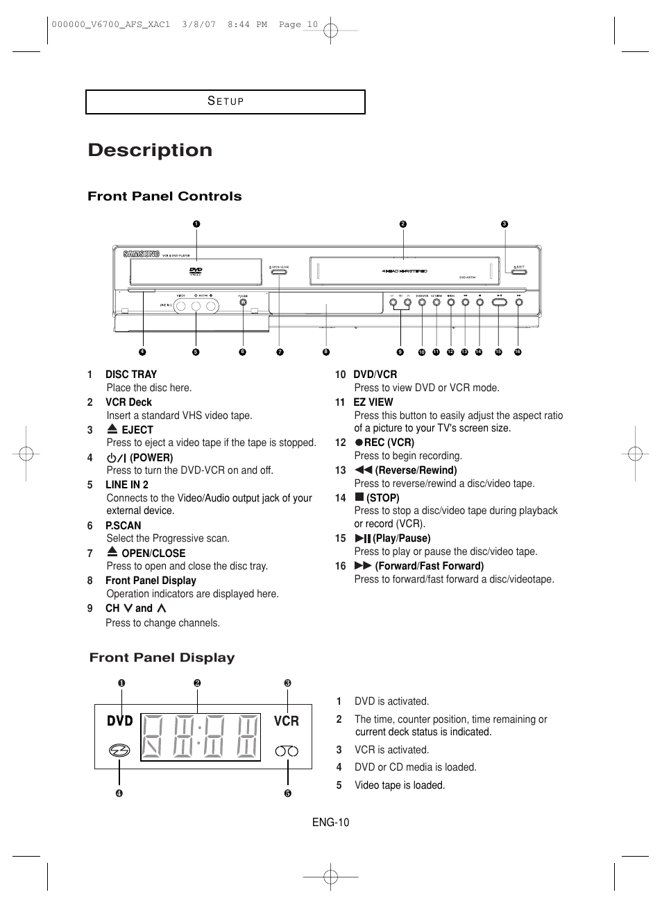 Description | Samsung V6700 User Manual | Page 10 / 90