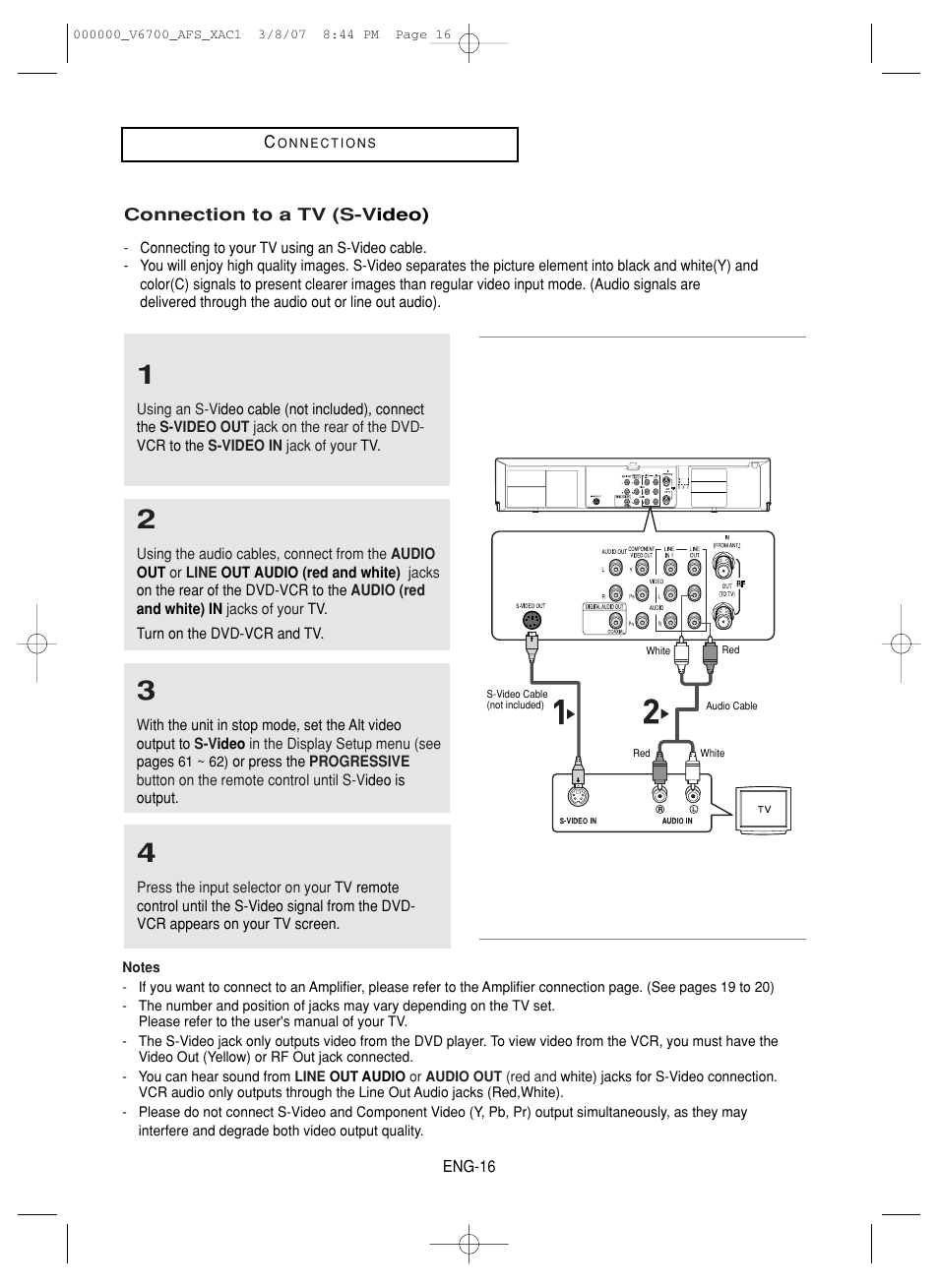 Connection to a tv (s-video) | Samsung V6700 User Manual | Page 16 / 90