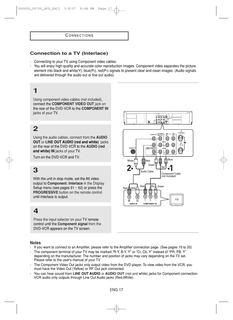 Connection to a tv (interlace) | Samsung V6700 User Manual | Page 17 / 90