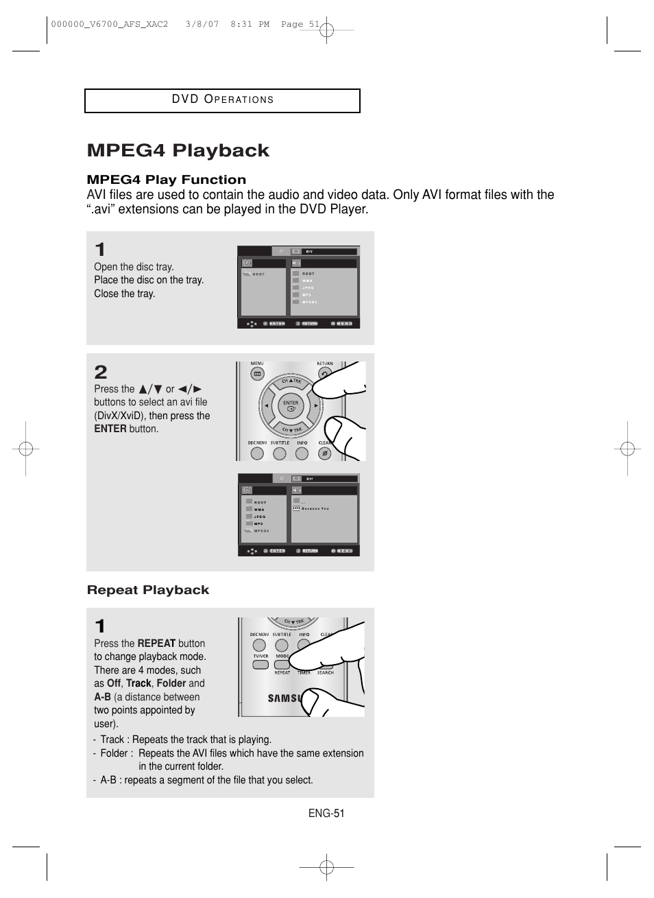Mpeg4 playback | Samsung V6700 User Manual | Page 51 / 90